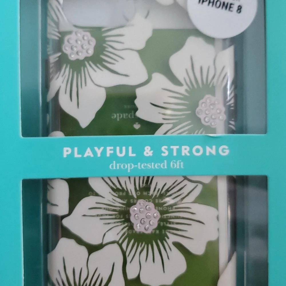 Kate Spade Clear Floral iPhone‎ 6 6s 7 8 Hardshell Protective Case Rhinestones